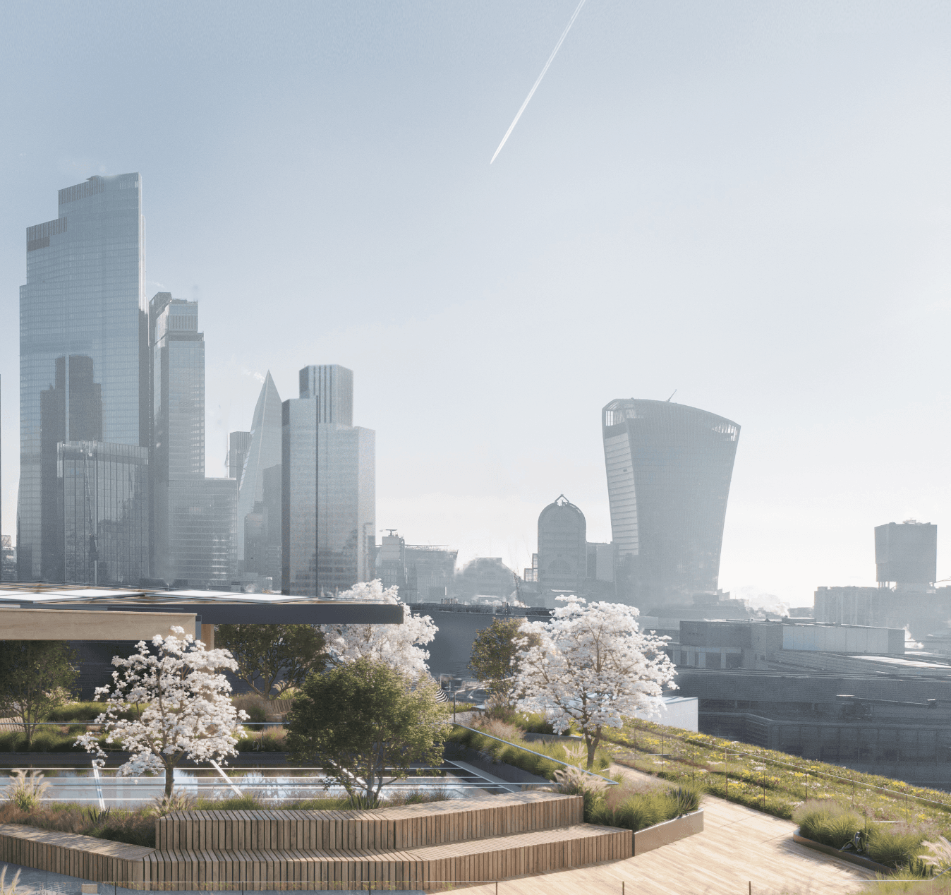 View of the terrace from the air.