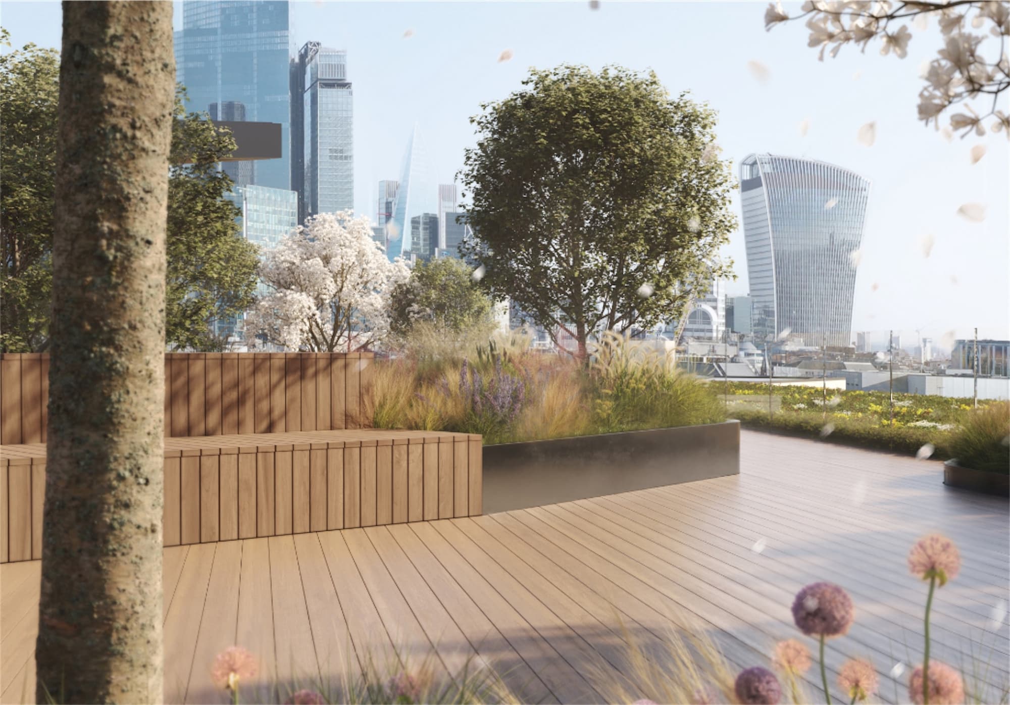 View of the London skyline from the terrace