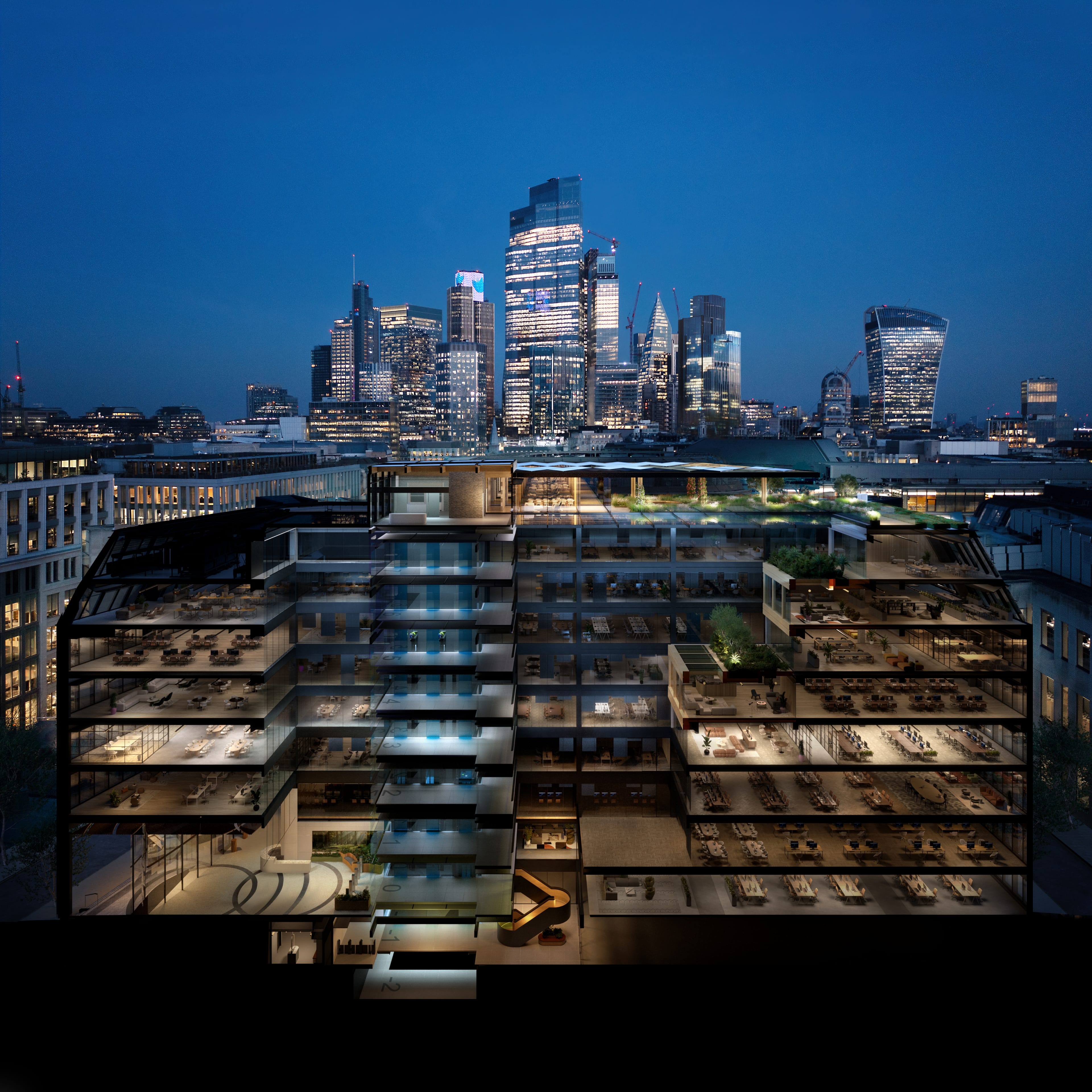 View of the building entrance from the street